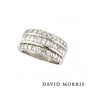 David Morris 18k White Gold Diamond Dress Ring